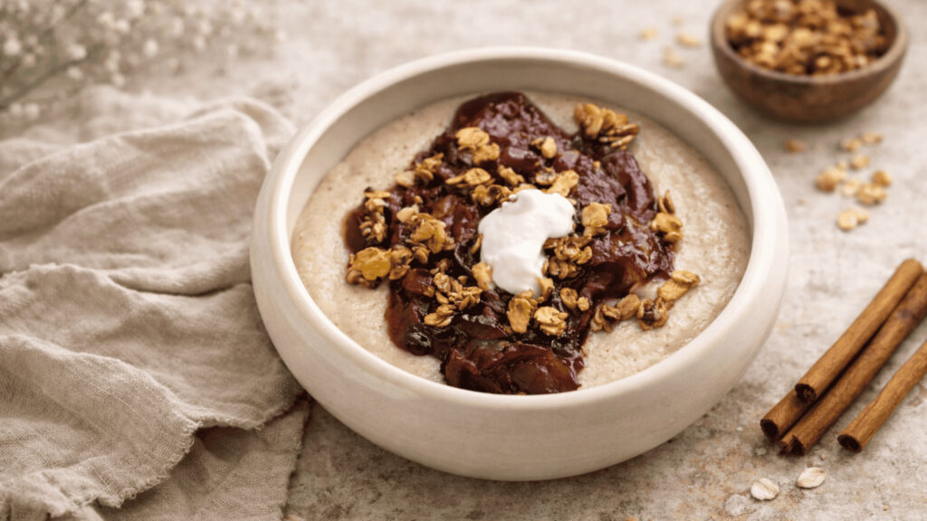 Fünf einfache vegane Winterfrühstücke – Dinkelgrieß und Overnight Oats für ein sättigendes Frühstück mit stabiler Energie.