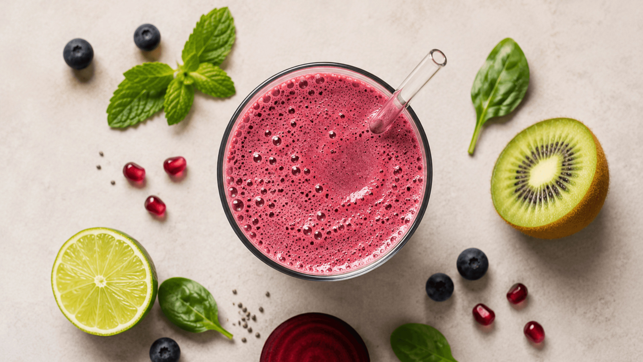 Hormonfreundliche Smoothies für jede Zyklusphase mit nährstoffreichen Zutaten wie Beeren, Kakao, Kiwi, Haferflocken und Joghurt. Blutzuckerfreundliche vegane Smoothie Rezepte für Menstruation, Follikelphase, Eisprung und Lutealphase.