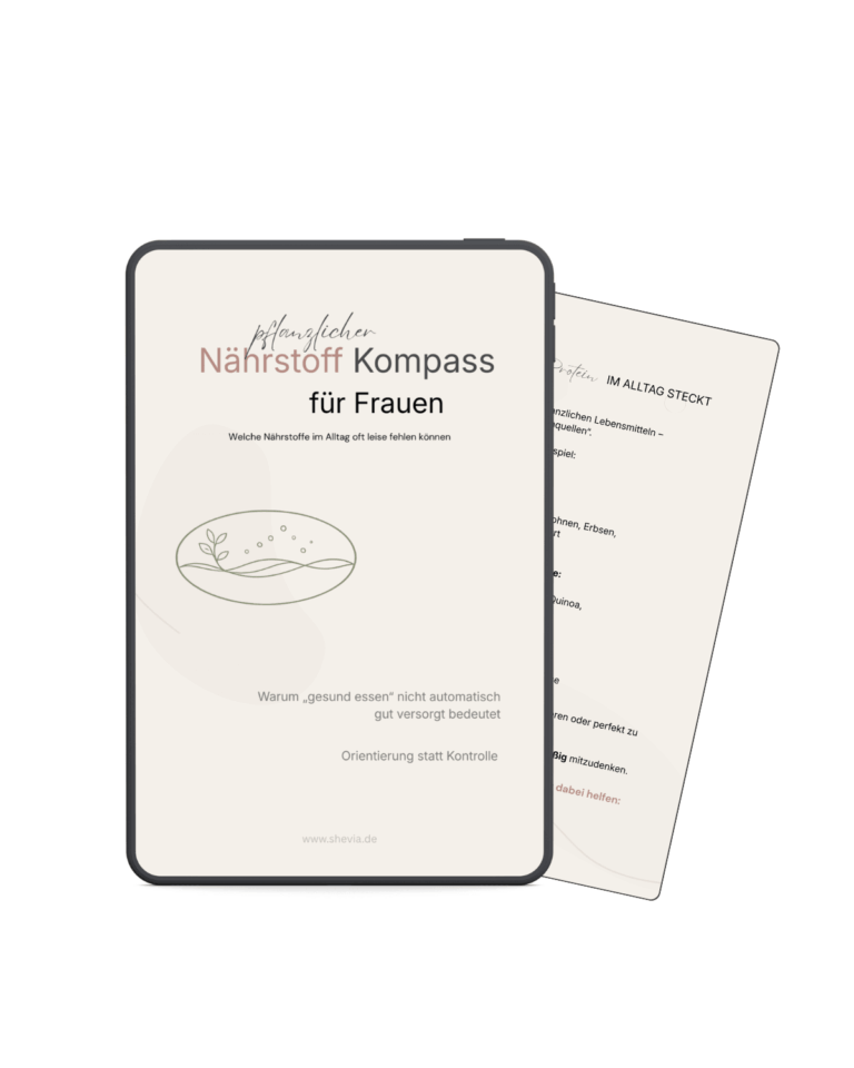 Tablet Mockup des Nährstoff, Blutzucker, Protein Kompass für Frauen mit Cover eines pflanzlichen Ernährungs Guides