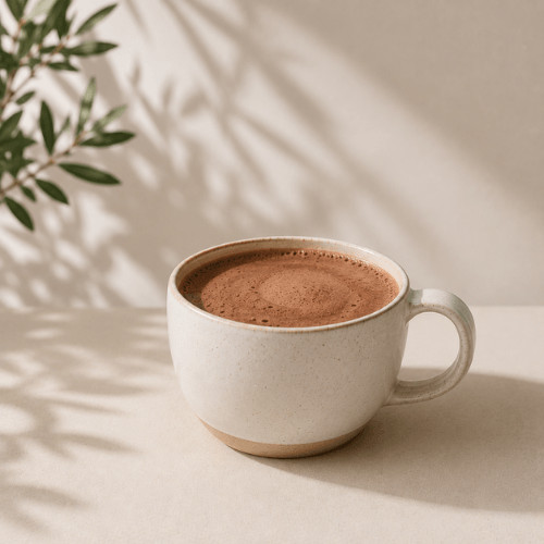 Cremiger heißer Kakao mit Pflanzenmilch als gemütliche Alternative zu Kaffee.